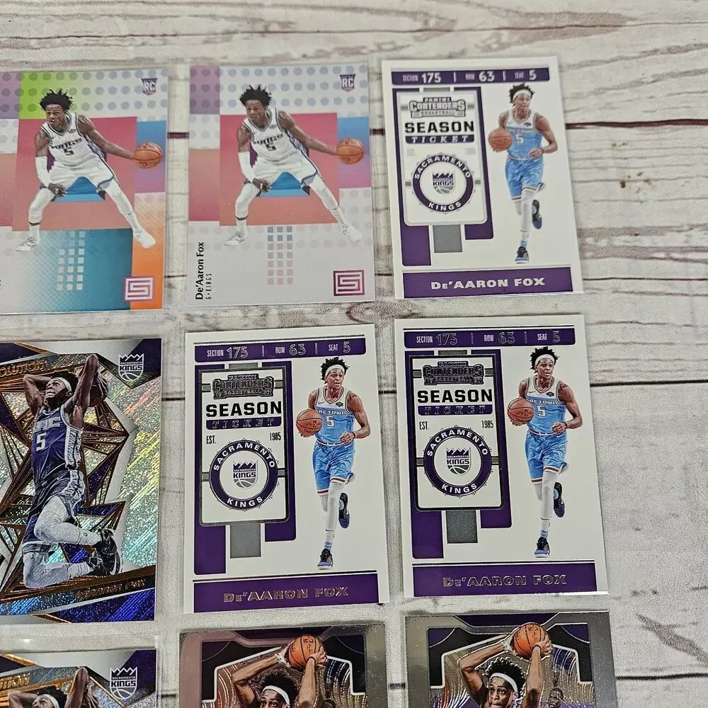 De'Aaron Fox Card Lot Of 16 Cards Rookie And Sophomore Year Panini Status Prizm